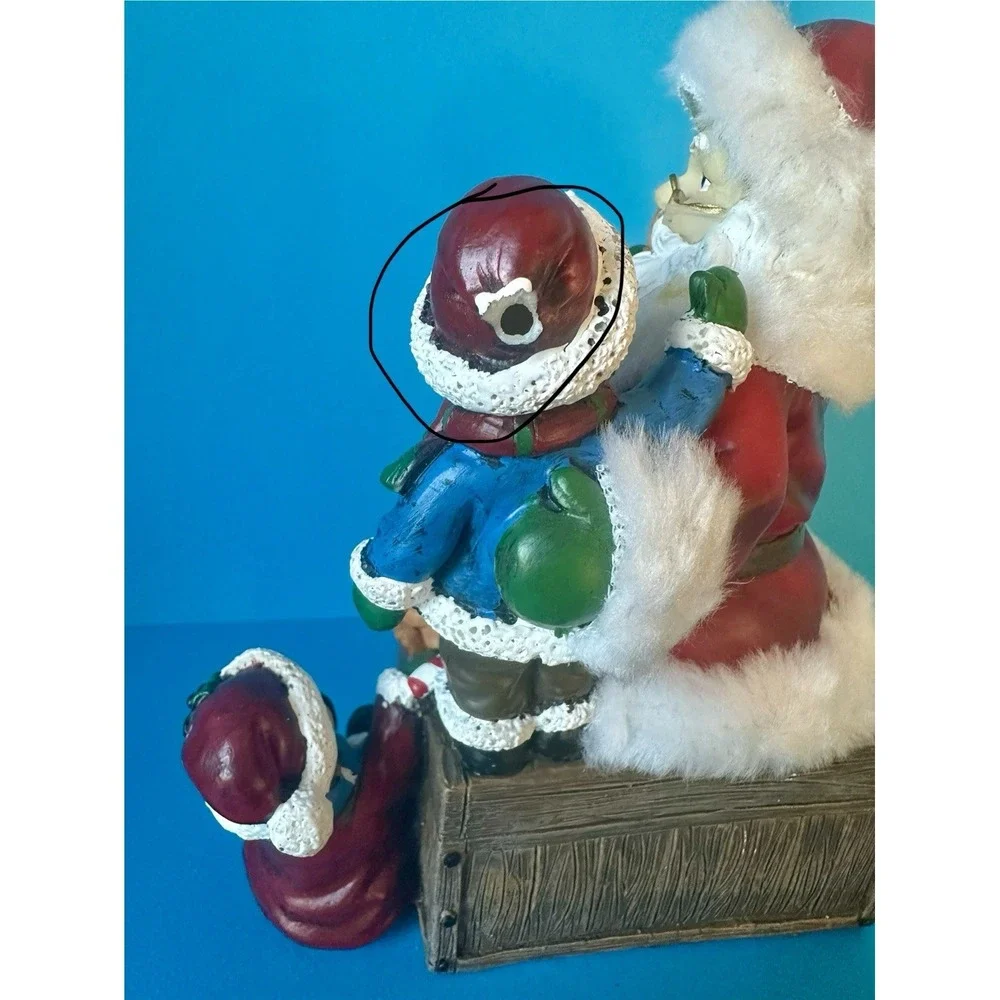 Vintage Santa Figurine Girls Bear Gift‎ Box Christmas